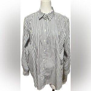 Lauren Ralph Lauren Relaxed Fit Roll Tab Sleeve Shirt Black Label  XL White Blue